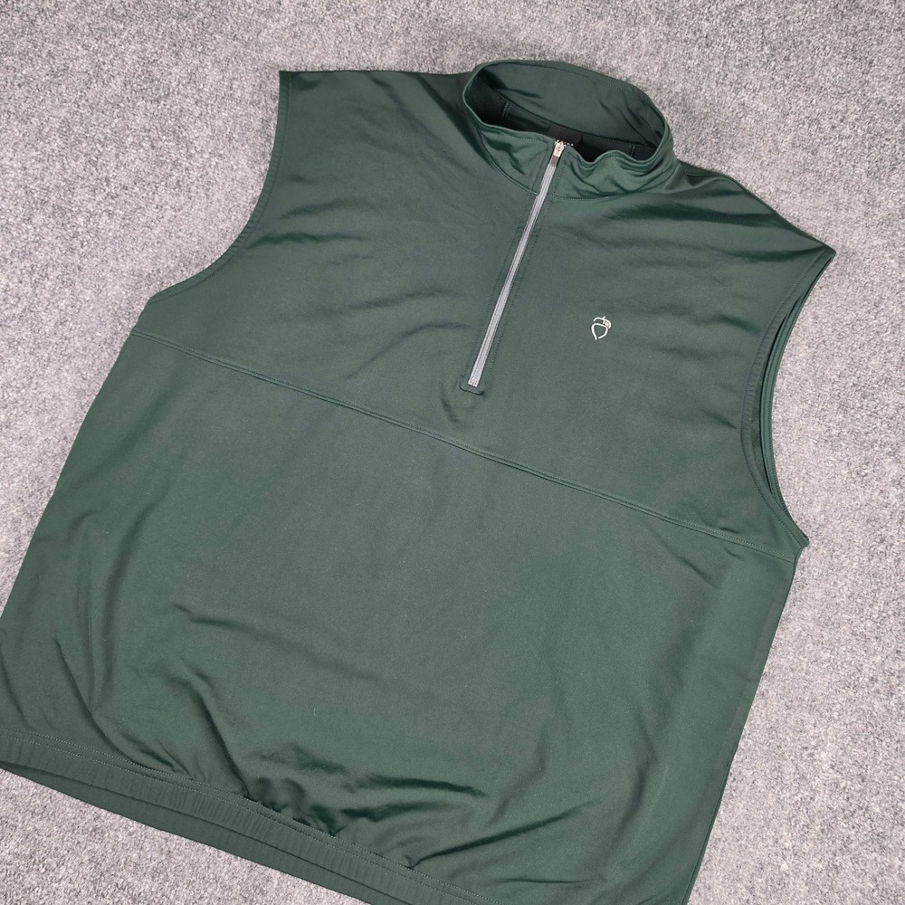 Dunning Golf 1/4 Zip Vest Mens XL Green Pullover Sleeveless Performance w/Logo